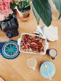 High angle view of vegetables on table