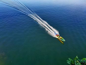 High angle view of helicopter in sea