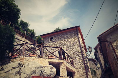 Low angle view of old building against sky