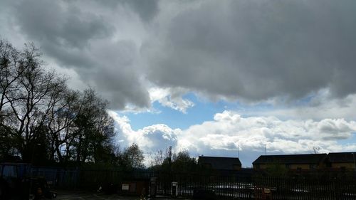 Low angle view of building against cloudy sky