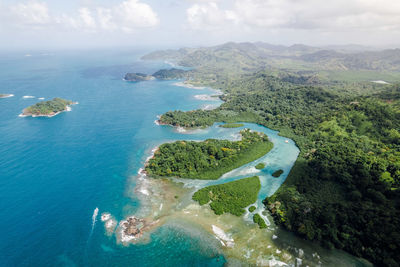 High angle view of sea against sky