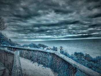 Scenic view of sea against cloudy sky