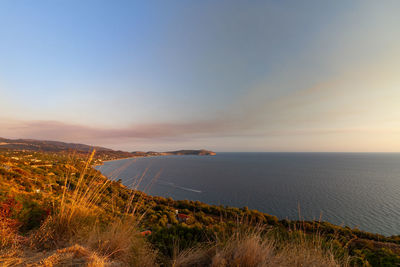 Scenic view of sea against sky during sunset