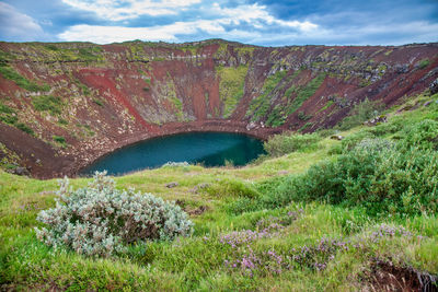 Scenic view of lake against sky