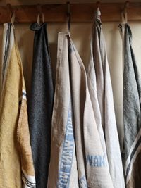 Close-up of clothes hanging on rack