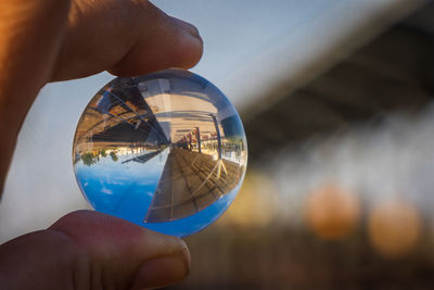 Cropped hand holding crystal ball