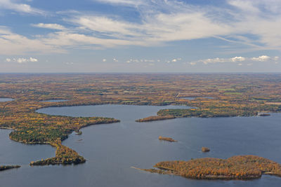 Aerial view of sea against sky