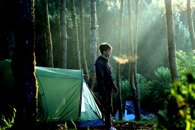 View of man in forest