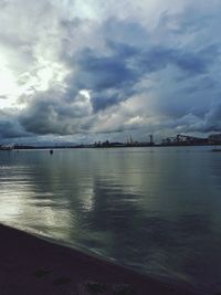 Scenic view of sea against cloudy sky