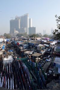 Panoramic view of city against clear sky