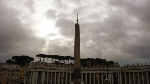 Low angle view of statue of building against sky