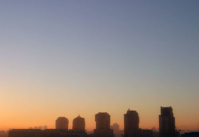 View of city at sunset