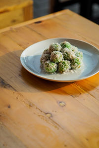 Close-up of food in plate on table