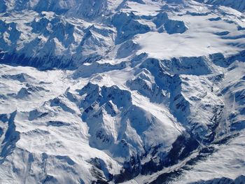 Aerial view of snowcapped mountains