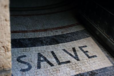 Close-up of text on stone