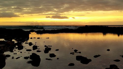 Scenic view of sunset over sea