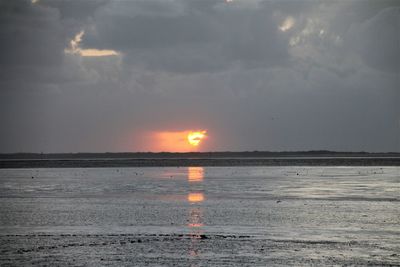 Scenic view of sea against sky during sunset