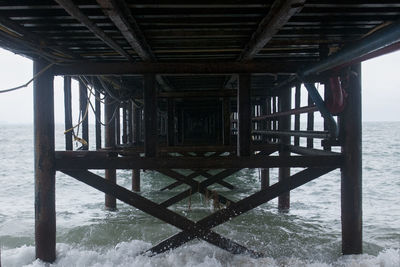 Interior of pier over sea