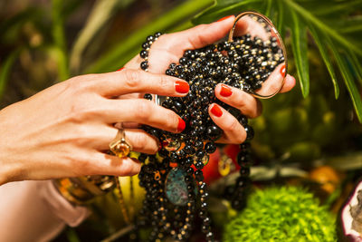 Close-up of woman holding fruit