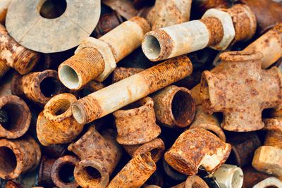 Full frame shot of rusty stack