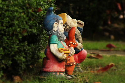 Close-up of toy on field