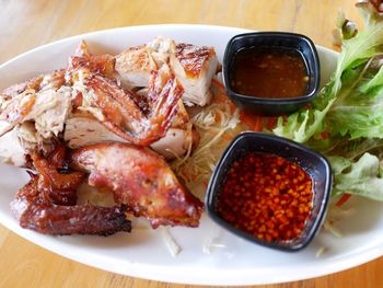 Close-up of meal served in plate