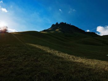 Grassy field against sky