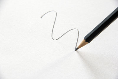 High angle view of pen on white background