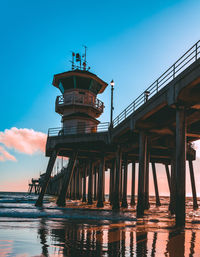 Low angle view of lighthouse against clear sky