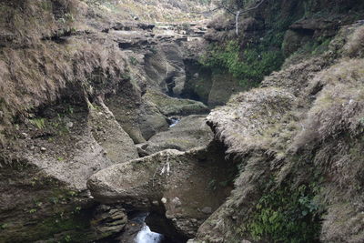 High angle view of waterfall