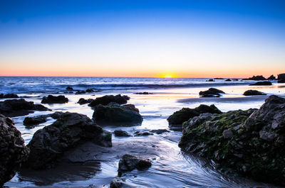 Scenic view of sea during sunset