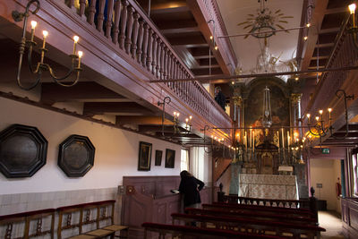 Low angle view of illuminated staircase in building