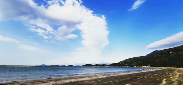 Scenic view of beach against sky