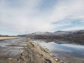 Scenic view of lake against sky