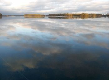 Scenic view of lake against cloudy sky