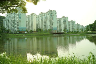 Reflection of buildings in city