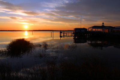 Scenic view of sea against sky at sunset