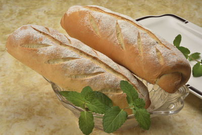 Close-up of a bread on table