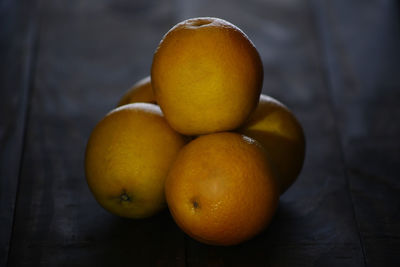 High angle view of oranges on table