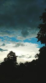 Silhouette trees against sky during sunset