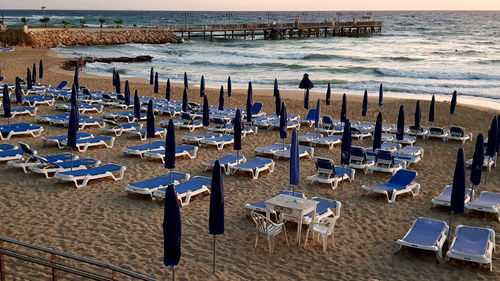 Chairs and parasols on beach