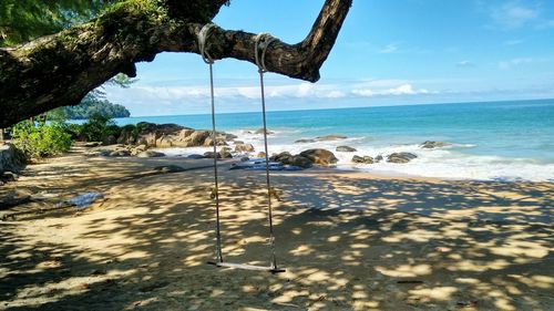 Scenic view of beach against sky