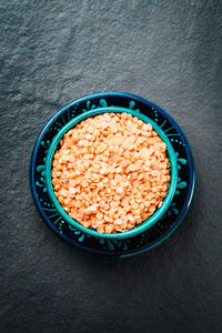 High angle view of bread in bowl