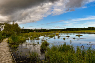 Scenic view of lake against sky