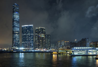 View of hong kong from victoria harbour at night