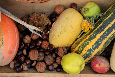 High angle view of various vegetables in container