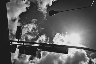 Low angle view of basketball hoop against sky