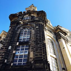 Low angle view of tower against clear sky