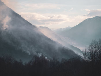 Scenic view of mountains against sky