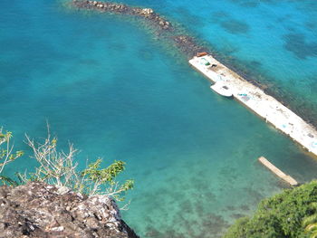 Scenic view of sea against blue sky